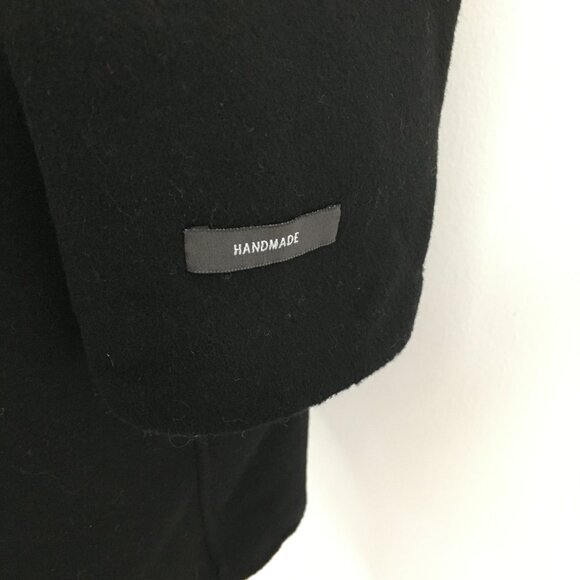 T TAHARI Black Hand Made Wool Blend Large Lapel/Collar Open Front Coat Jacket - Picture 7 of 10